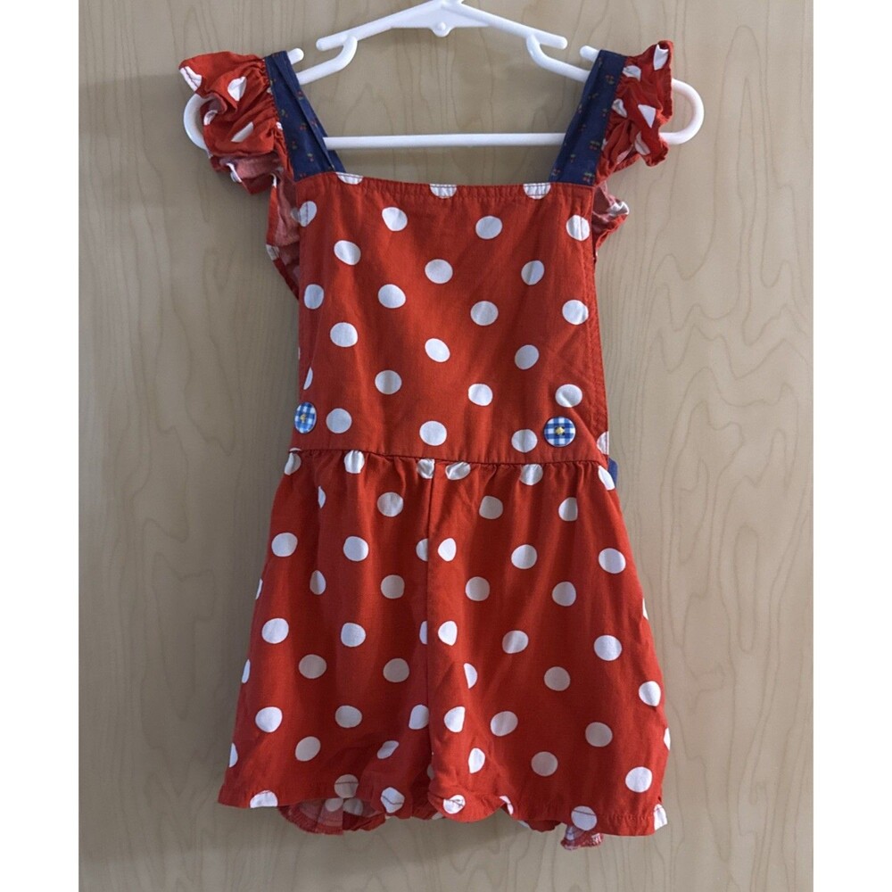 Matilda Jane "Most Magical Day" romper Red Polka Dot With Blue Straps Size 2